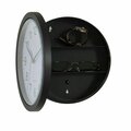 Quickway Imports Black Wall Mounted Plastic Clock with Hidden Storage Door - Interior Compartment - 10 Inch Dia QI004150